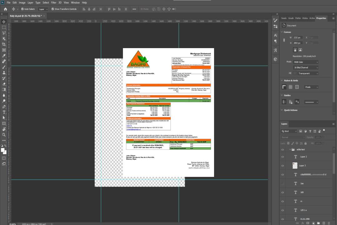 Niger Relevé hypothécaire de la Banque Agricole du Niger Modèle Word et PDF template Niger Relevé hypothécaire de la Banque Agricole du Niger Modèle Word et PDF template